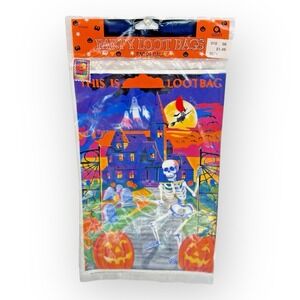 Amscan Halloween Loot Goody Bags 8 Pack Haunted House Skeleton NOS 1990s Vintage